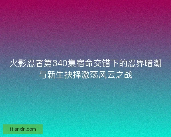 火影忍者第340集宿命交错下的忍界暗潮与新生抉择激荡风云之战