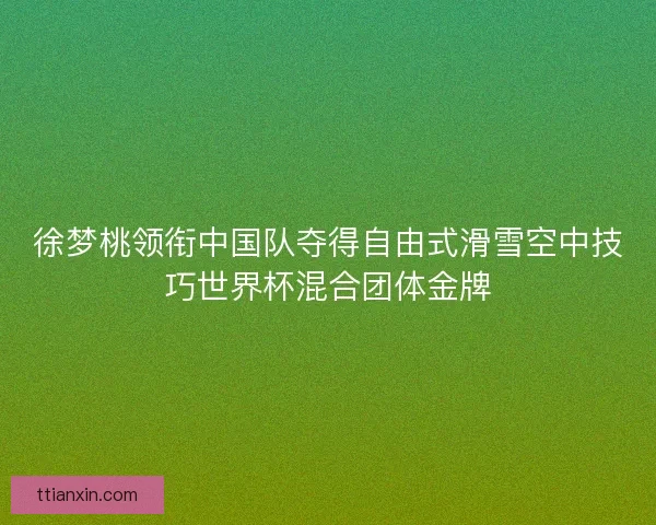 徐梦桃领衔中国队夺得自由式滑雪空中技巧世界杯混合团体金牌